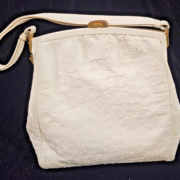 Extremely Rare Ivory White Ostrich Leather Gucci Bag from 1963 - Picture 10 of 11